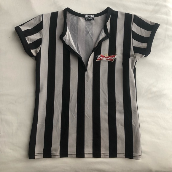 Budweiser Black and Grey Striped Women's Top - Picture 3 of 9